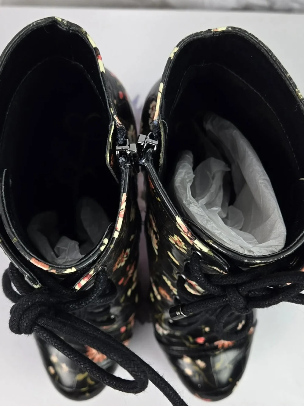 Jessica Simpson Black Floral Lace-Up Platform Ankle Boots